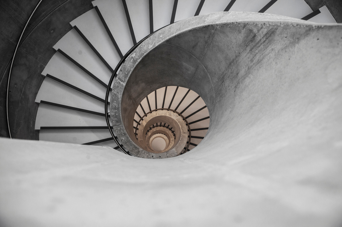 Spiral Gray Concrete Stairs